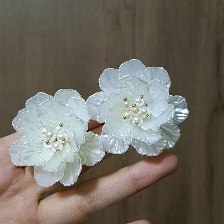 Floral Statement Alloy Faux Earring Pearl