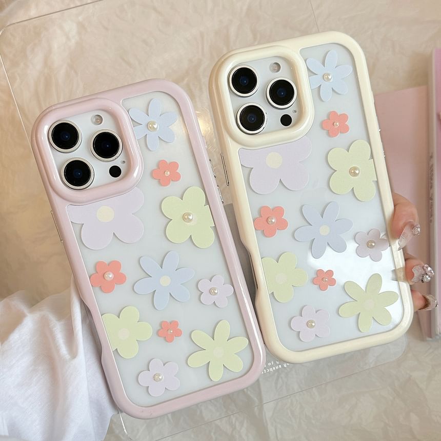 Floral Faux Set: Case iPhone Print + Sticker Pearl