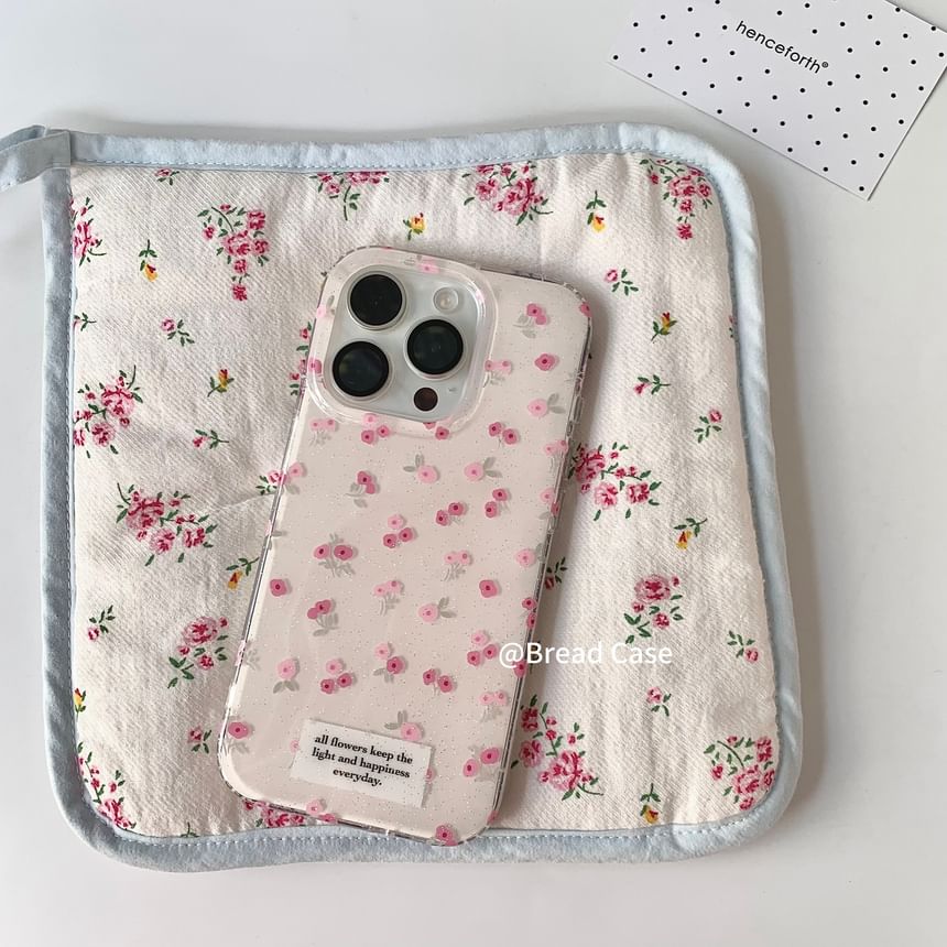 Beaded / Print Strap iPhone Case Set Floral