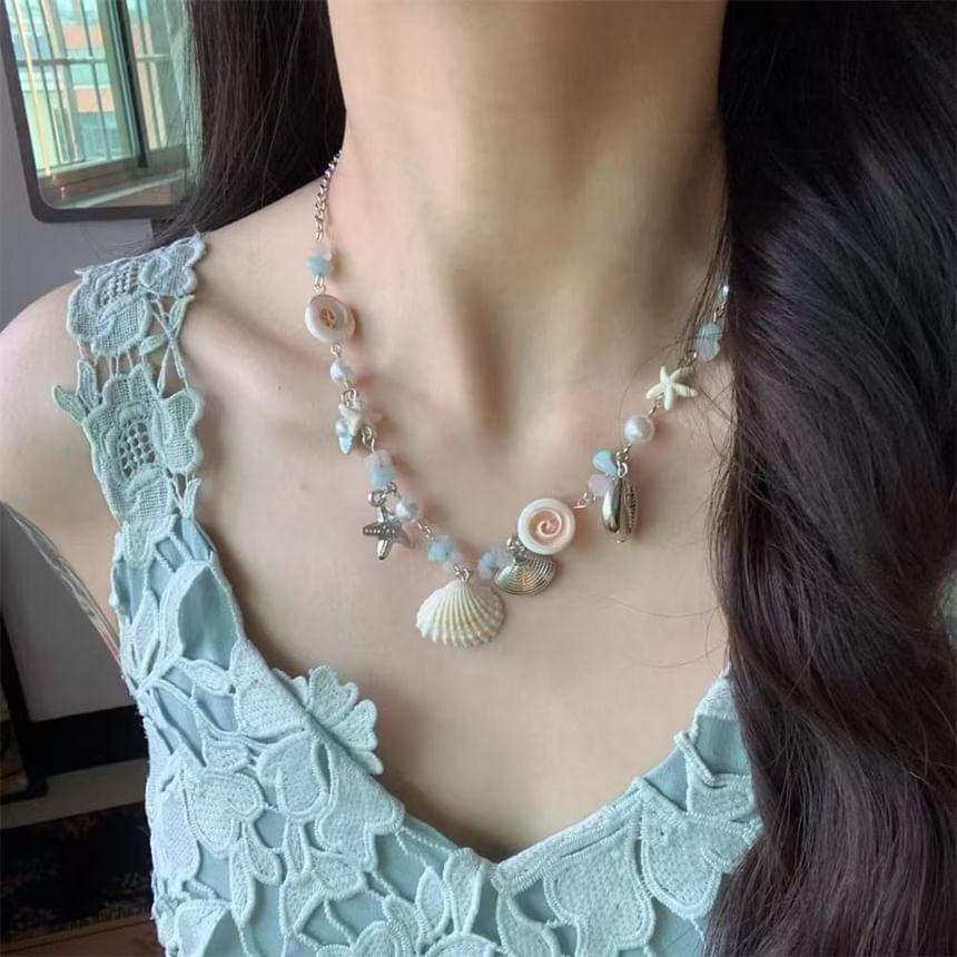 Pearl Starfish Shell Necklace Faux