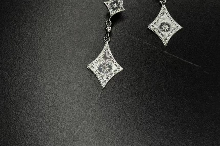 Rhinestone Clip-On Drop Rhombus Earring