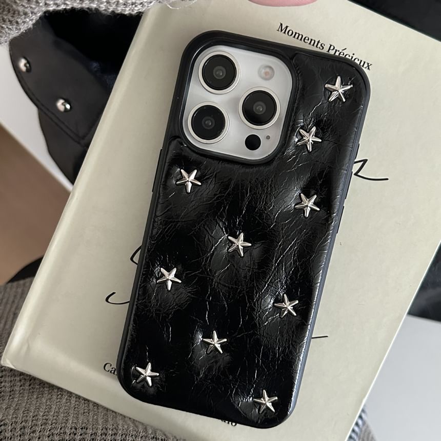 Star Studded Faux Leather Phone Case / Strap / Set