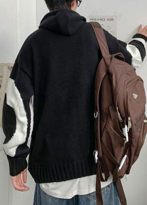 Lockerer Beige Kapuzenpullover für Herren, gemütlicher Strickpullover, Winter, RP065