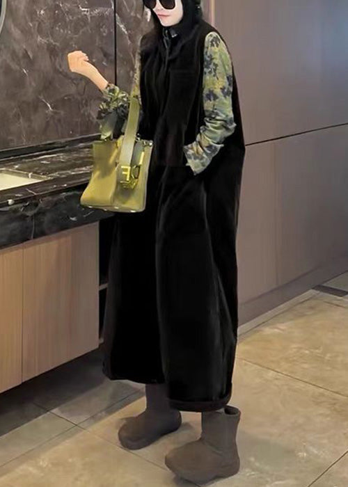 Lose schwarze Taschen hohe Taille Seidensamt Jumpsuits ärmellos YW026