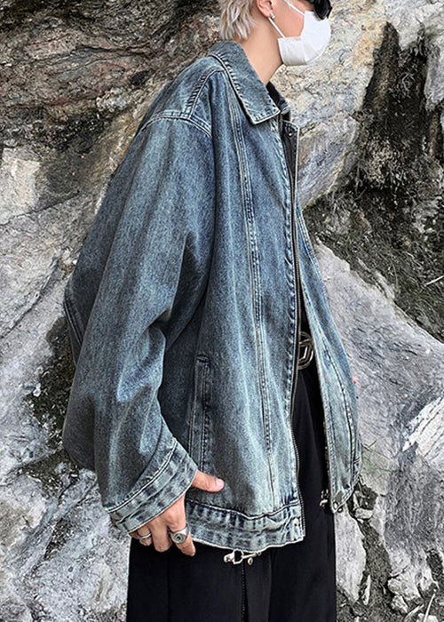 Coats TC039 Spring Denim Blue Up Pockets Loose Zip Mens
