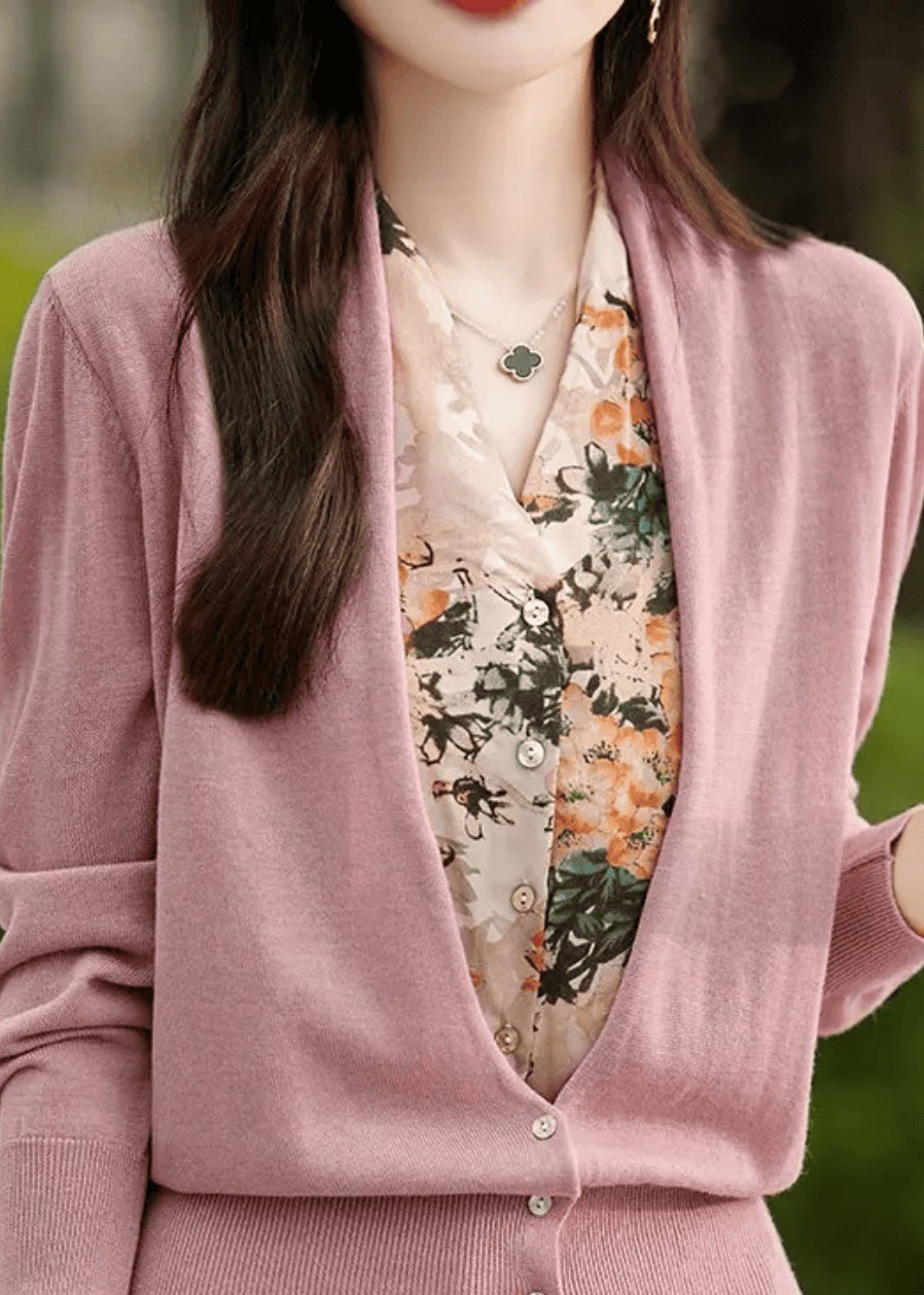 Pull en tricot patchwork deux pièces à boutons amples et faux café, printemps TF014