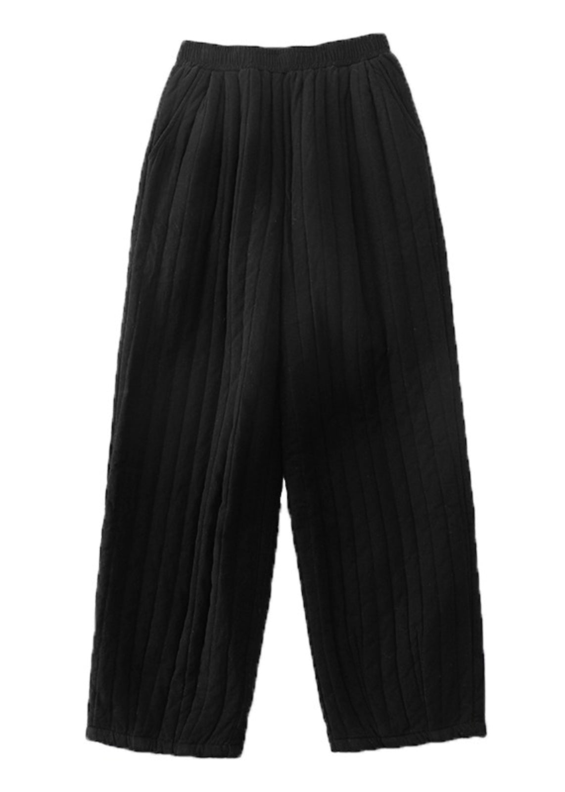Lose Kaffee Taschen Elastische Taille Feine Baumwolle Gefüllte Hosen Winter RU008