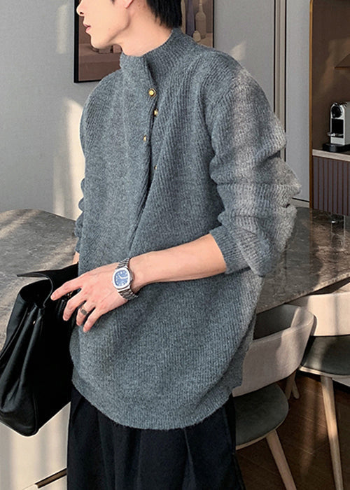 Lose Grau Taste Solide Strick Männer Pullover Frühling TK012