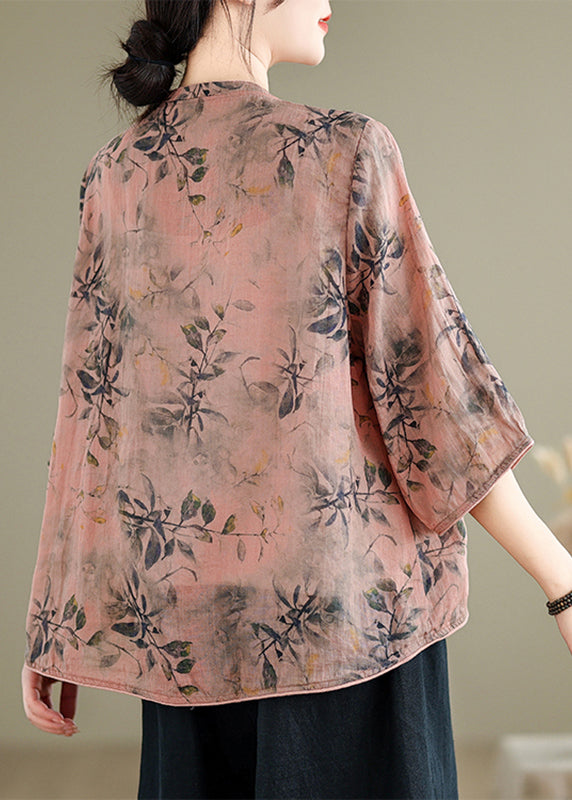 Chemise ample à boutons et imprimé rose Inki, printemps RX002