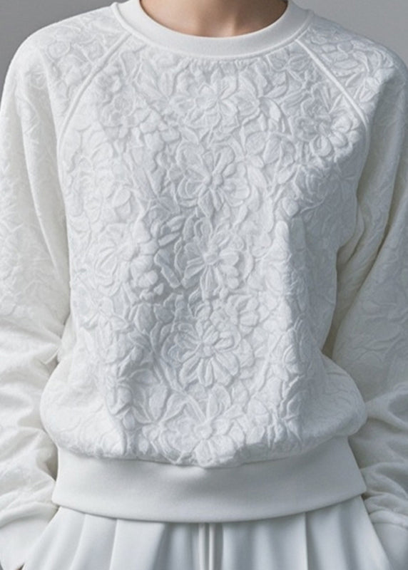 Sweat-shirt ample patchwork blanc automne AG1044