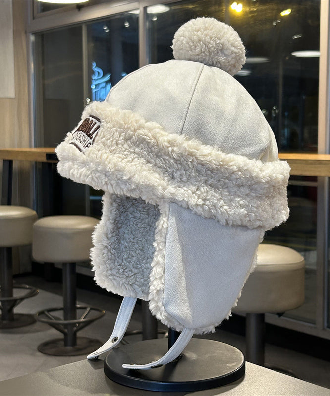 Beige Winterfleece-Mütze für Herren, warm und vielseitig, mit Ohrenschutz, TK036