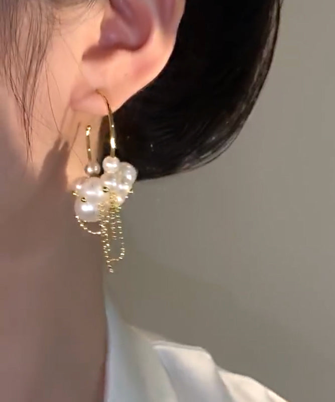 Hoop Modern Pearl Copper Earrings Gold Tassel Overgild
