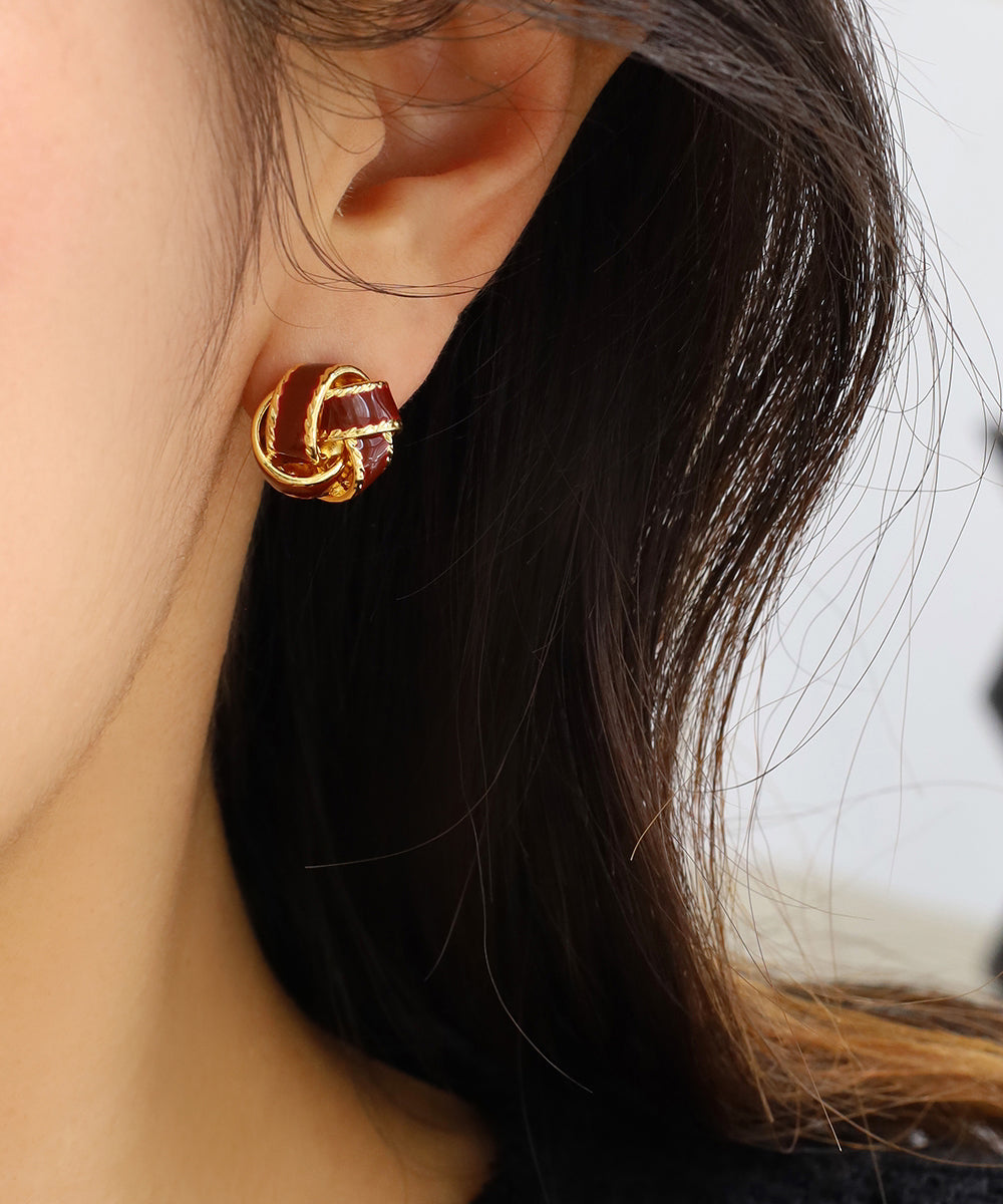 Boucles d'oreilles à tige modernes en argent sterling et émail surdoré, mûrier WQ017