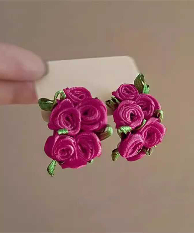 Modern Rose Cloth Floral Stud Earrings YA045