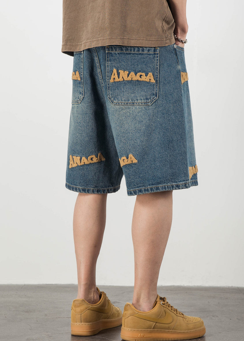 Shorts Herren Sommer Neu Buchstaben Taschen Blau