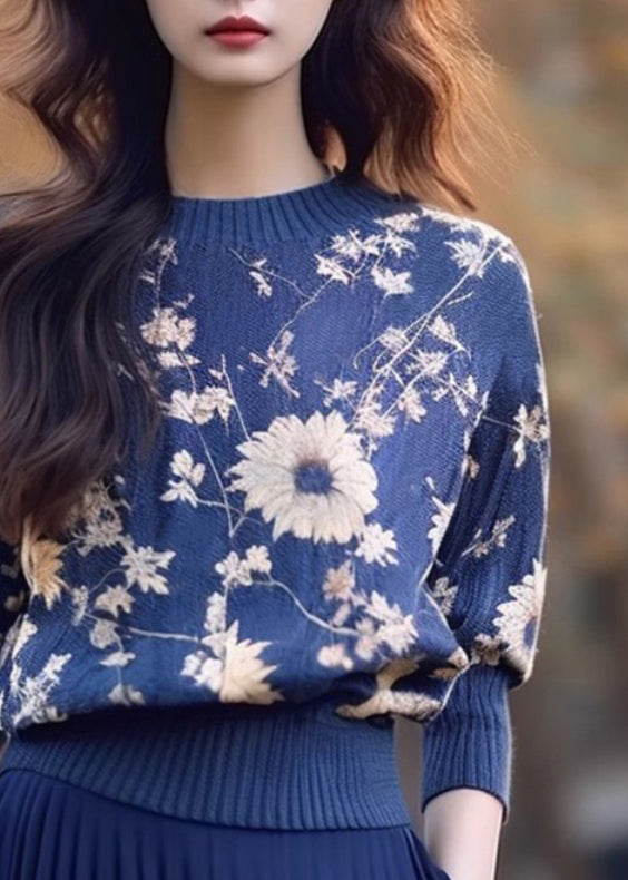 Neu Blau O Neck Gemütliche Dicken Strick Pullover Winter WX011