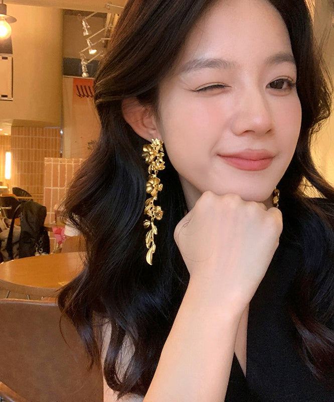 New Floral Earrings Copper Tassel Overgild Drop Gold