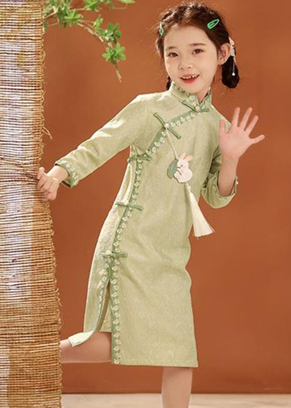 Col boutonné maxi vert brodé pour enfant