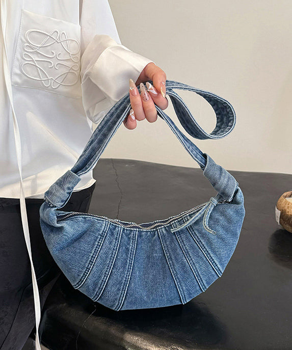 Sac hobo japonais bleu polyvalent en denim léger, neuf