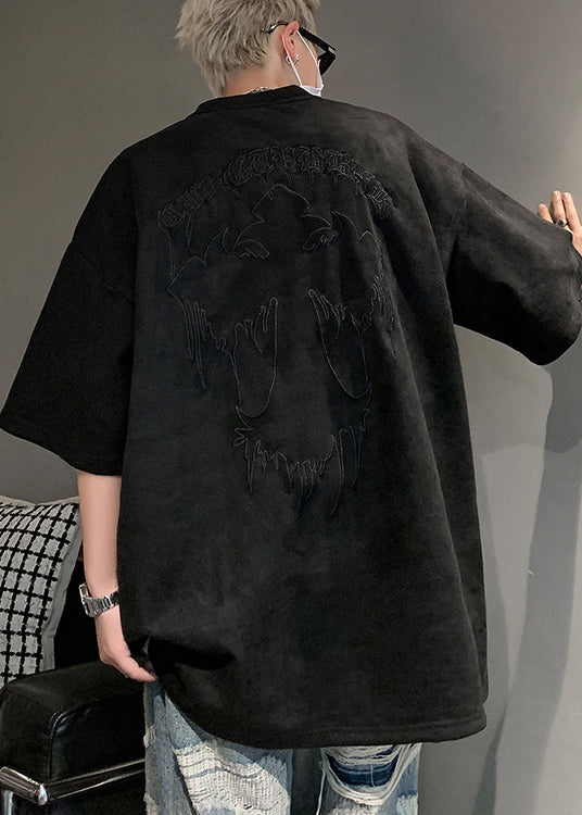 Neue Lila Embroideried Plus Größe Baumwolle Herren T Shirts Sommer WA008