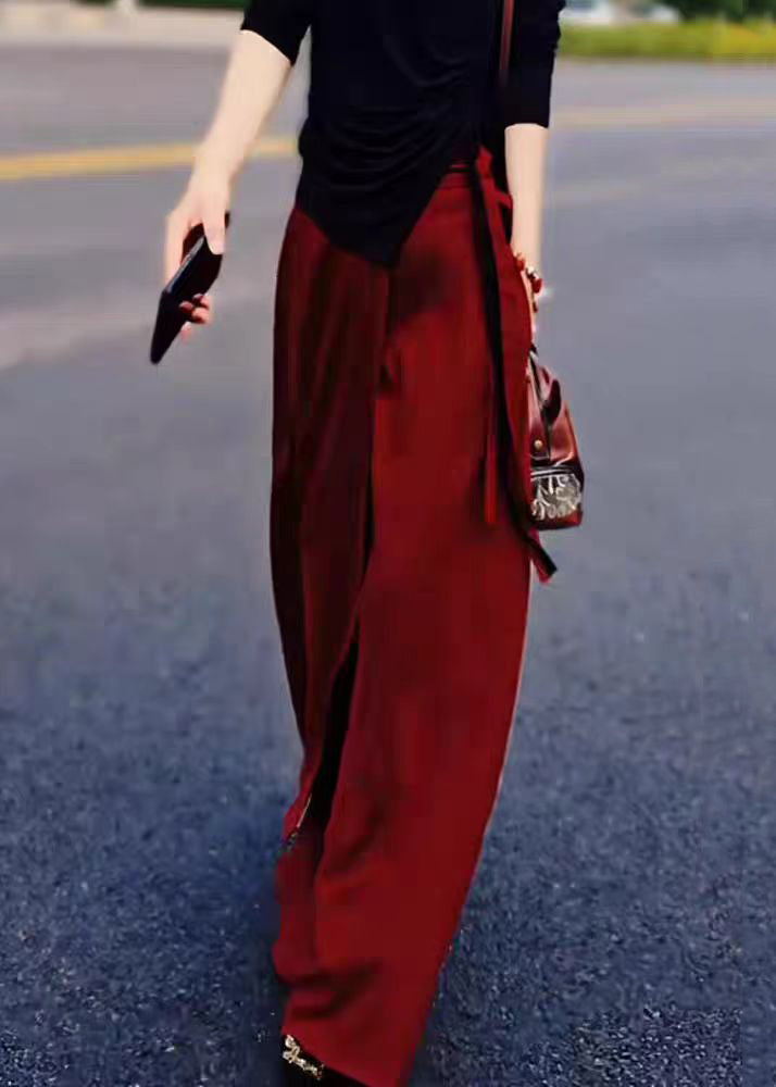 Neue rote Seidenröcke mit hoher Taille, Sommer, QV056