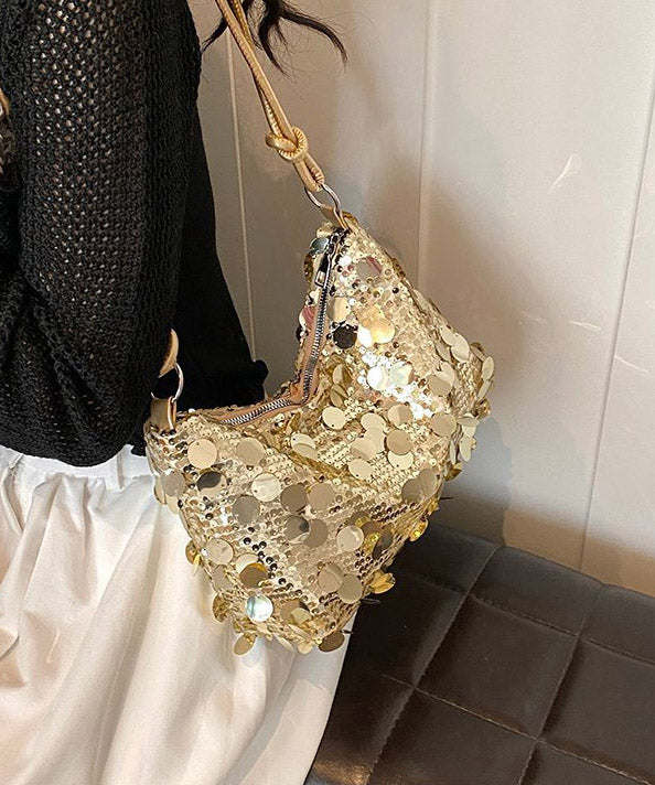 Neue stilvolle silberne Pailletten Satchel Bag Handtasche QF015