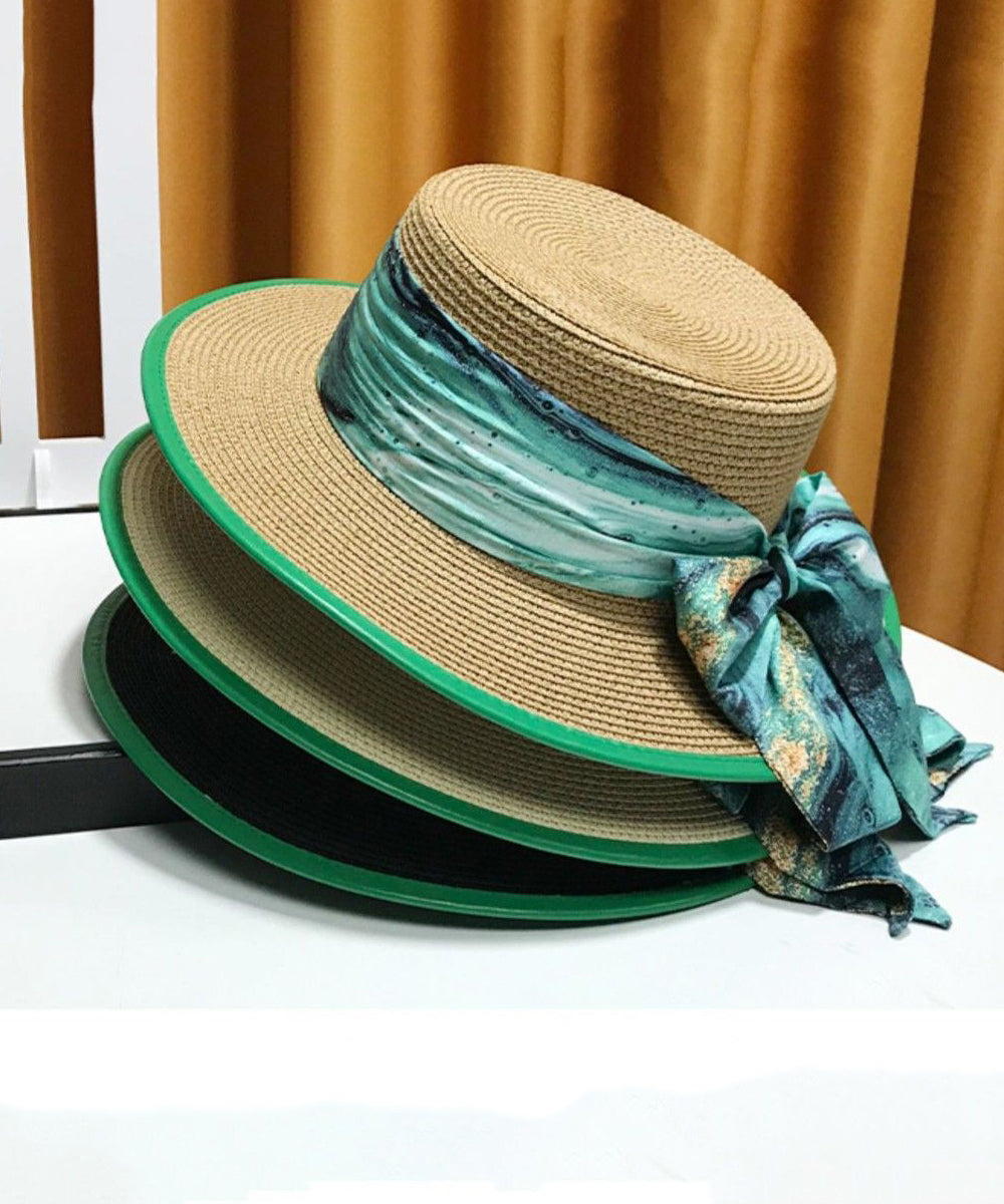 Hat Sun New Floppy Bow White Versatile Woven Straw