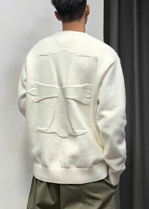 Neu Weiß Kreuz Solide Gemütliche Strickpullover Männer Herbst QH037