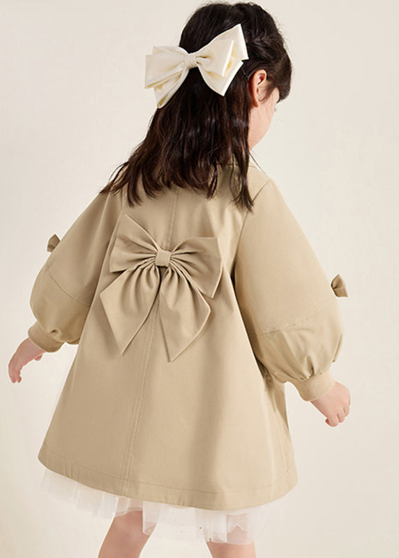 Neuheit Khaki Peter Pan Kragen Patchwork Taste Mädchen Trenchcoats Herbst QV051