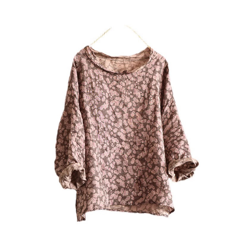Women Spring Artsy Tie-dye Ramie Blouse CO1034
