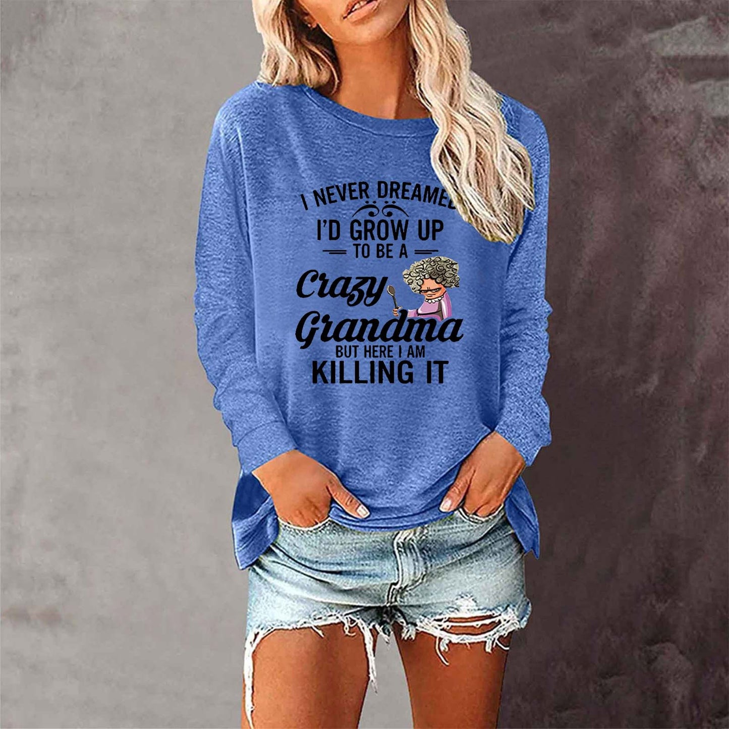 Letters Long Sleeve Casual Tunic T-Shirt AH648
