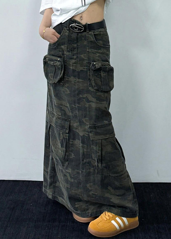 Original Design Camouflage Taschen Denim Maxi Röcke Herbst WP061
