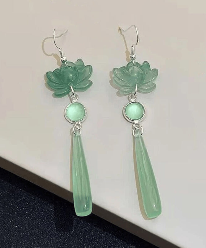 Light Eye Cat's Design Stone Green Original Drop Sterling Silver