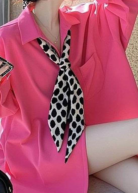 Design Bow Pockets Shirts Pink Original Spring