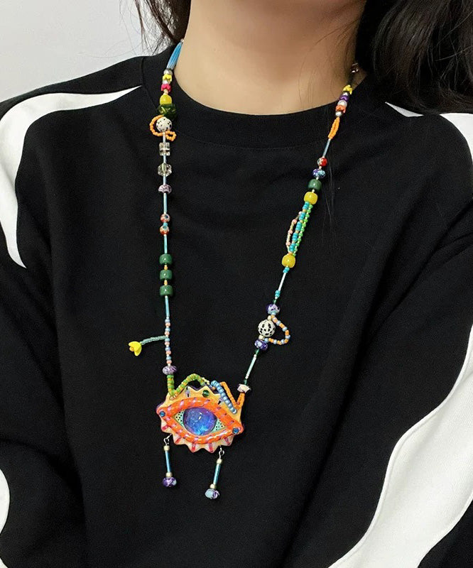 Collier pendentif pompon en alliage arc-en-ciel au design original RG018