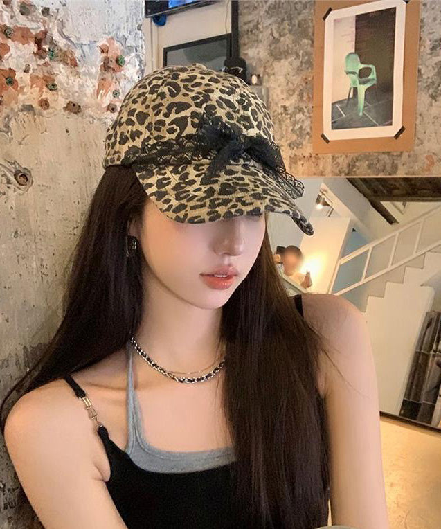 Lace Leopard Bow Print Hat Baseball Original Cap