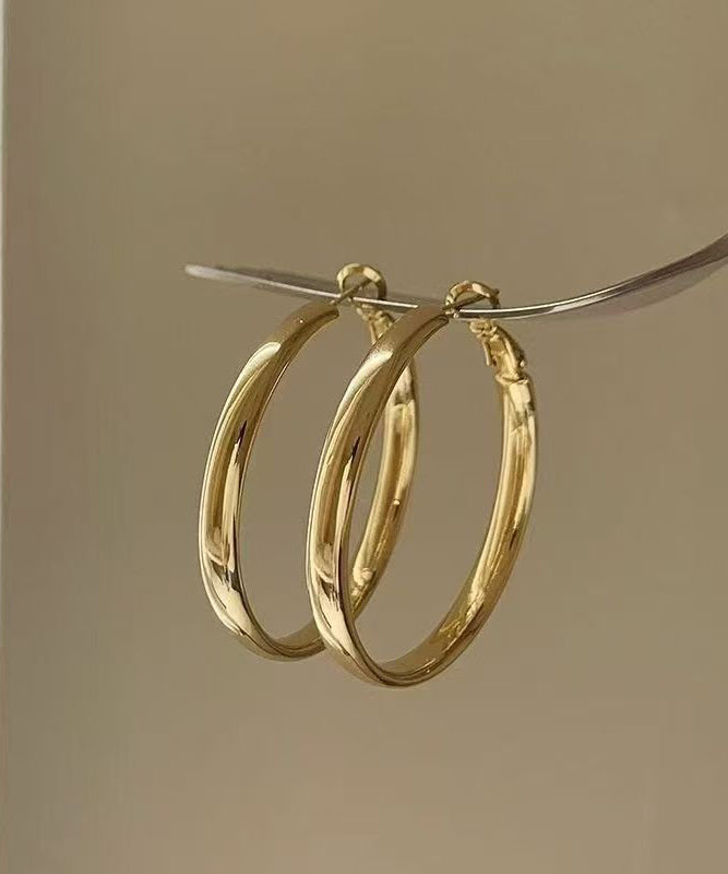 Circle Oversize Alloy Copper Gold Hoop Earrings