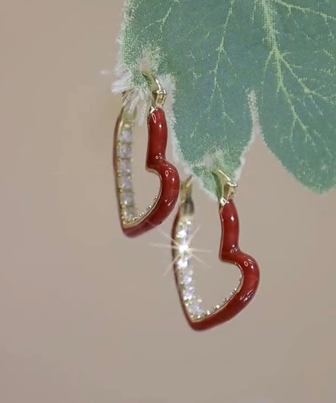 Hoop Drip Zircon Red Love Overgild Oversize Glaze Earrings Copper