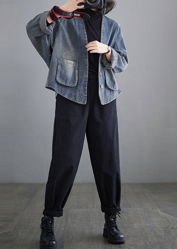 Manteau en jean bleu surdimensionné à poches grande taille, vêtement d'extérieur, printemps TM009