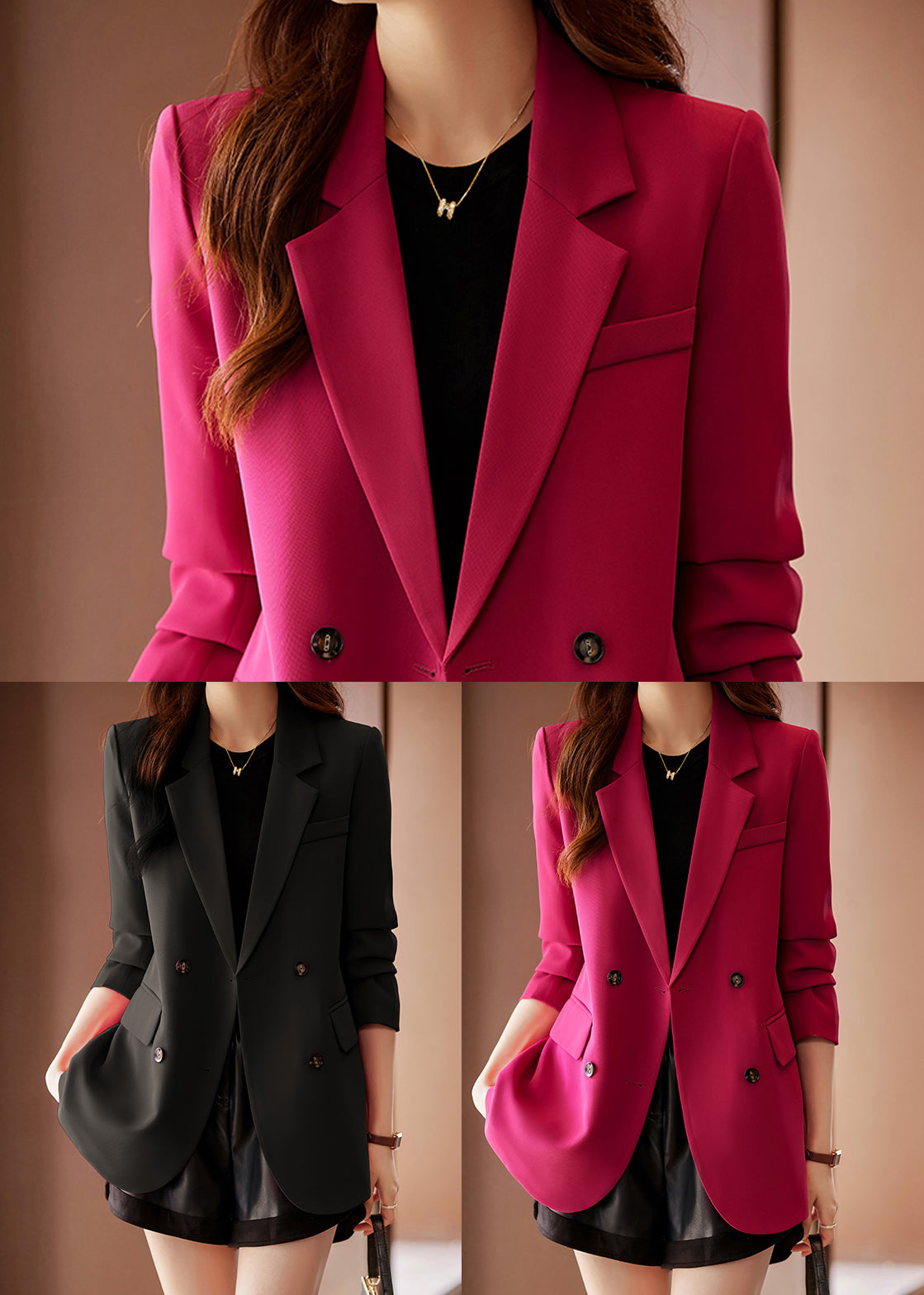 Plus Size Rose Kerb Rückseite Offene Baumwolljacken Frühling YJ020