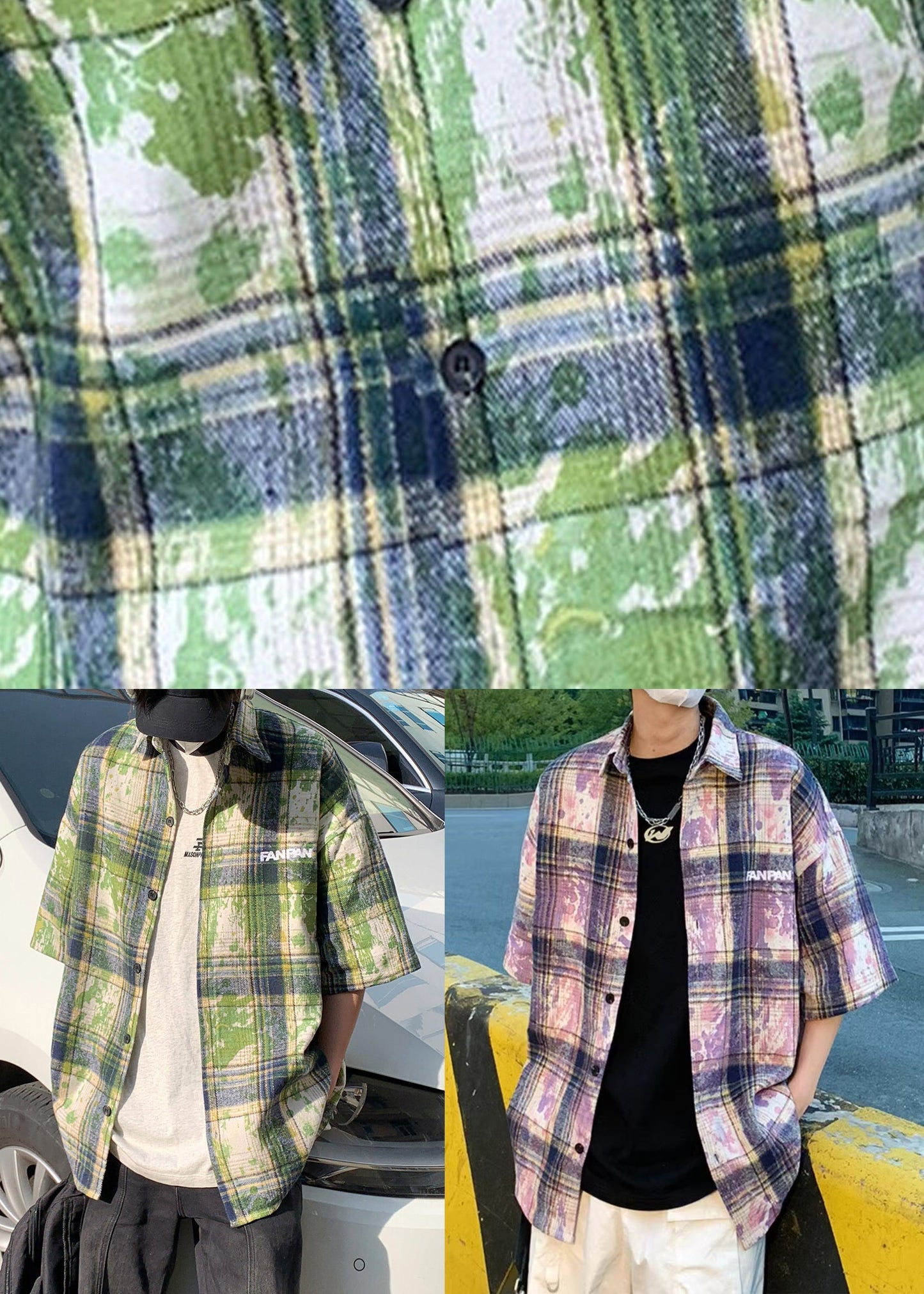 Men Shirts Tie Oversized Cotton Pan Dye Summer Peter Purple
