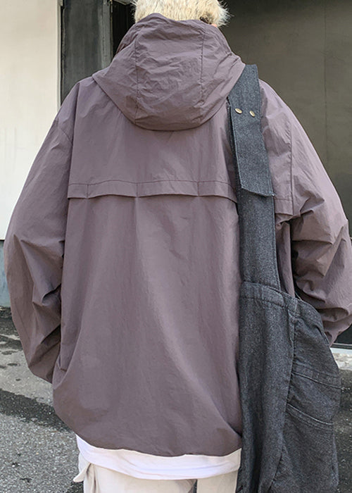 Manteau à capuche zippé surdimensionné violet UPF 50+ pour homme
