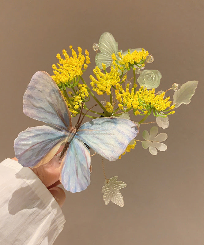 Schmetterling Haarnadel Legierung Blau Retro Floral