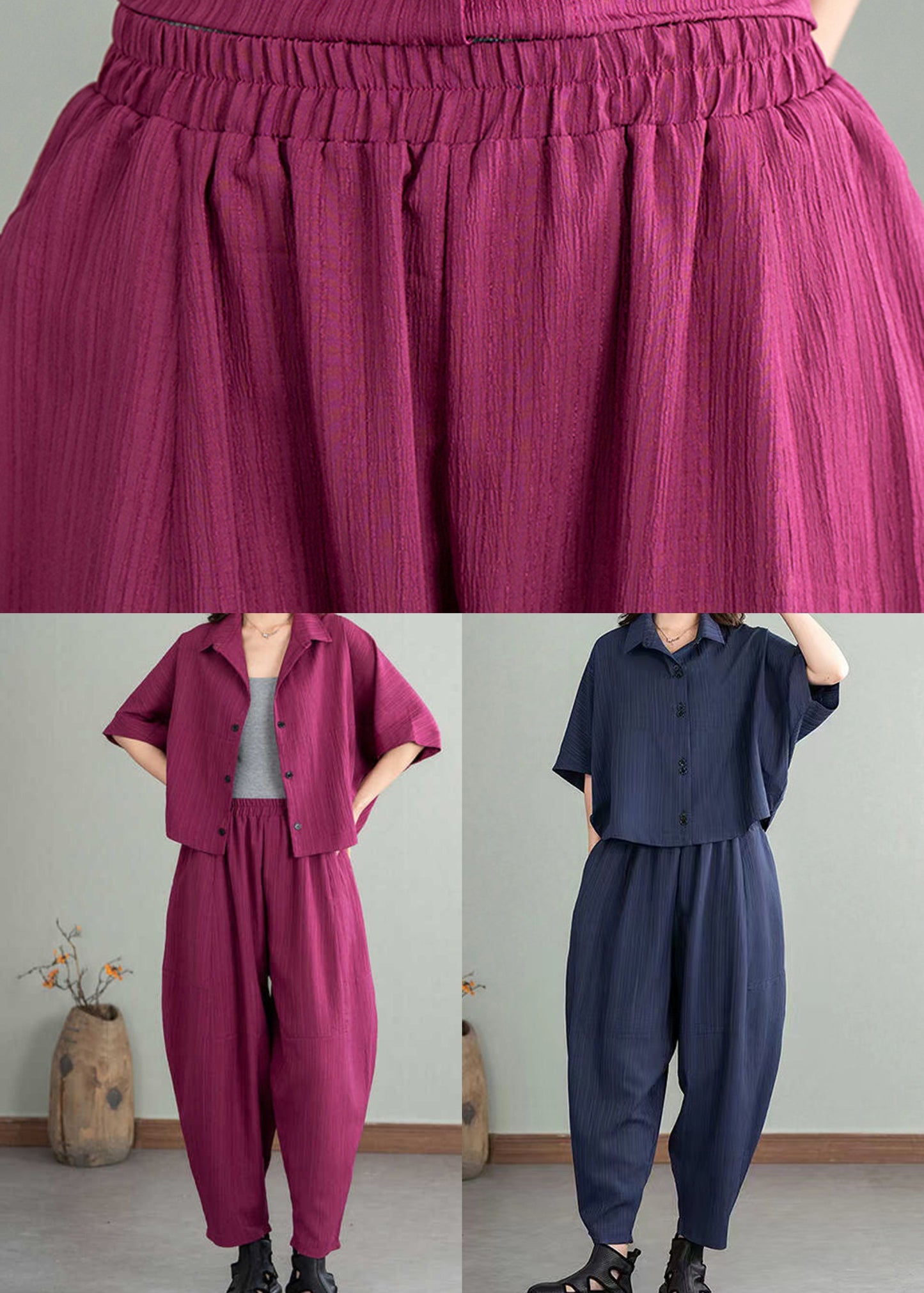 Cotton Rose Batwing Set Two Pieces Sleeve Oversized