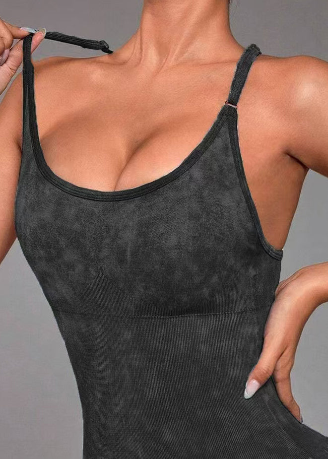 Sexy Grauer rückenfreier Po Scrunch Einteiler Trainingsanzug Gym TD017