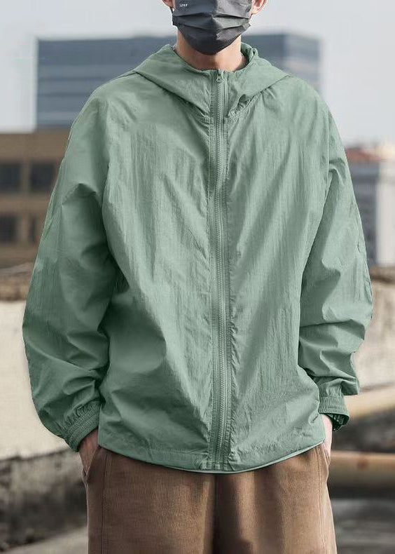 Manteau d'été à capuche pour homme, protection solaire UPF 50+, gris uni