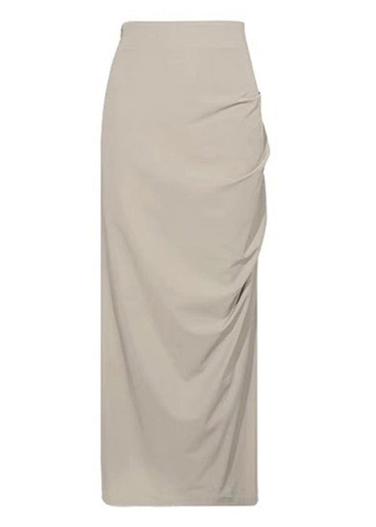 Open Side Skirts Waist Summer High Cotton Slim Khaki Fit