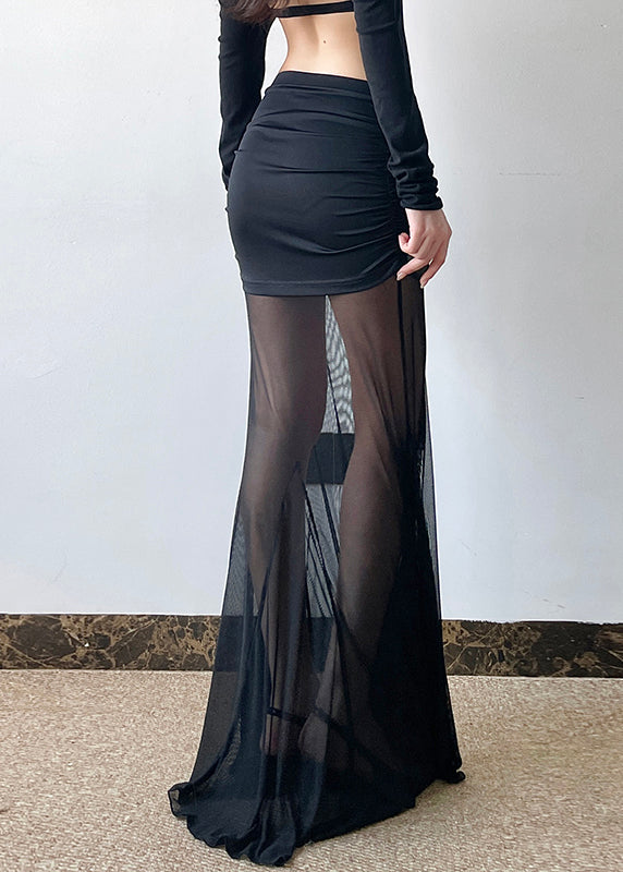 Stil Schwarz Extra Großer Saum Spitze Wickelröcke Frühling YP051