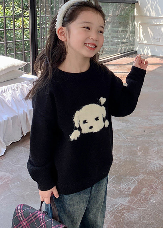 Stil Schwarz Patchwork Warme Baumwolle Stricken Kinder Pullover Tops Frühling TP027