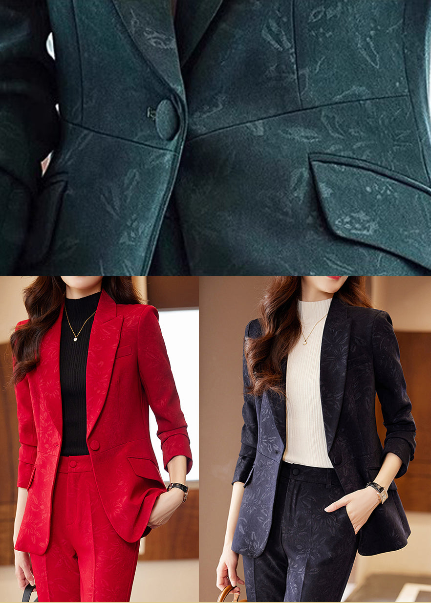 Style Blackish Green Print Silm Fit Cotton Coat Spring YJ022